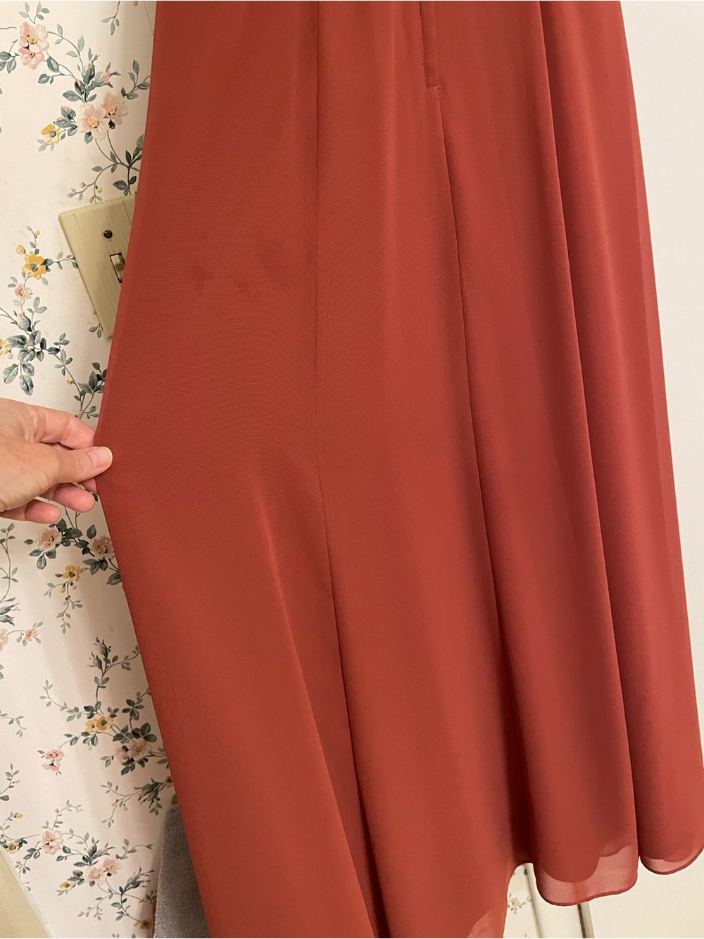 David’s Bridal Chiffon Cinnamon Square Neckline Lace Up Back Dress With Pockets - Picture 12 of 12